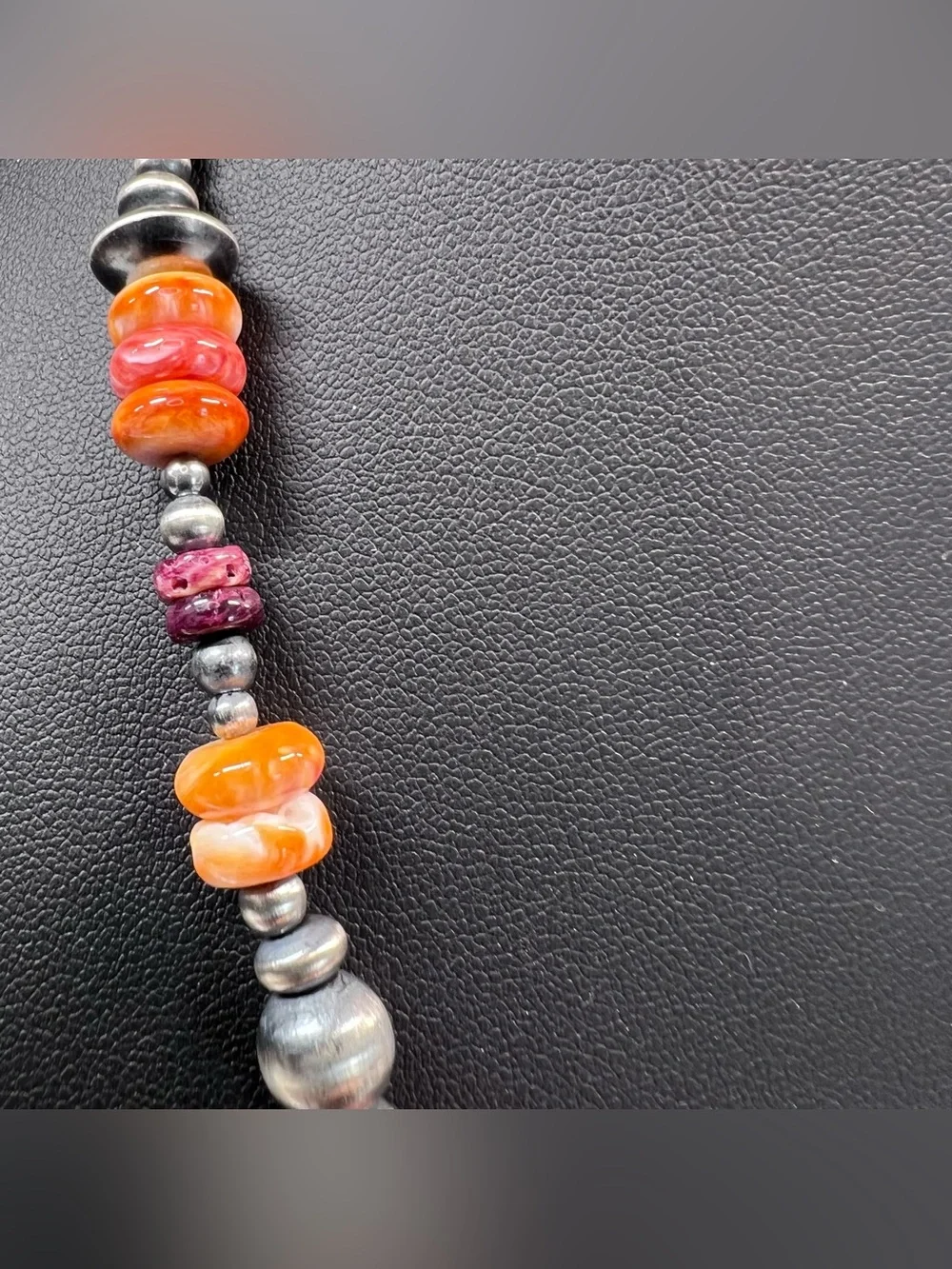 Native American Sterling Silver Desert Pearl & Spiny Oyster Necklace